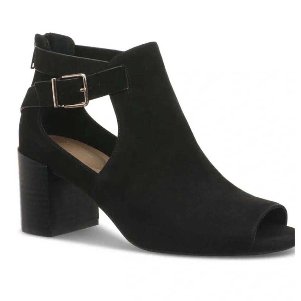 Giani Bernini Womens Black Block Heel Peep Toe Cutout Booties Ankle Boots 8.5
